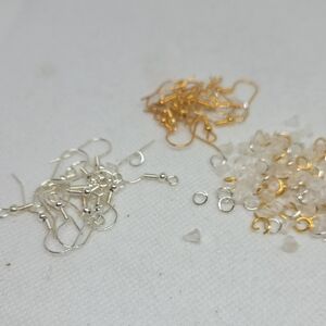 Earring Kit 12 Pairs - 6 Gold and 6 Silver, Jump Rings, Backs.